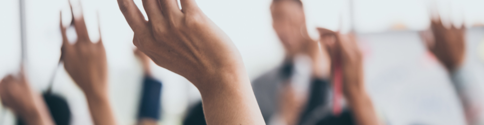 Image of hands up voting for article header
