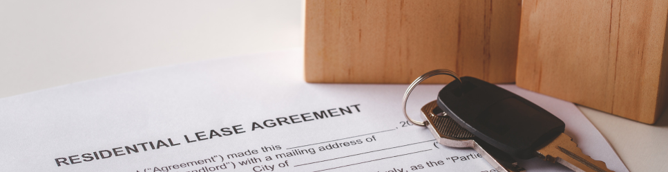 Image of a residential Lease agreement and keys for S21 notices article header