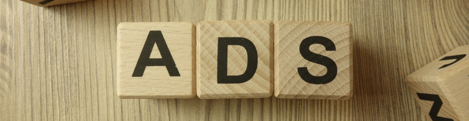 Ads written from letter cubes.