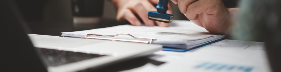 Image of documents being stamped for Immigration act header image