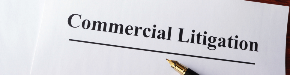 Image of a Commercial Litigation page title and fountain pen