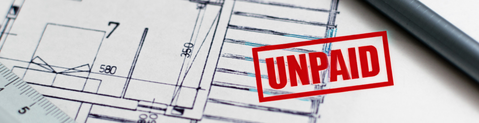 Image of an unpaid stamp on construction plans for web header