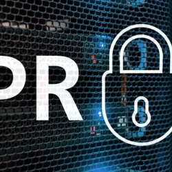 GDPR overlaying image of computer servers.