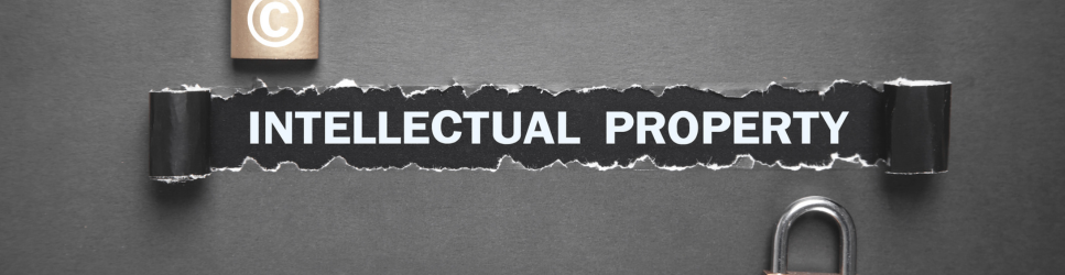 Intellectual Property with images of padlocks and copyright logos
