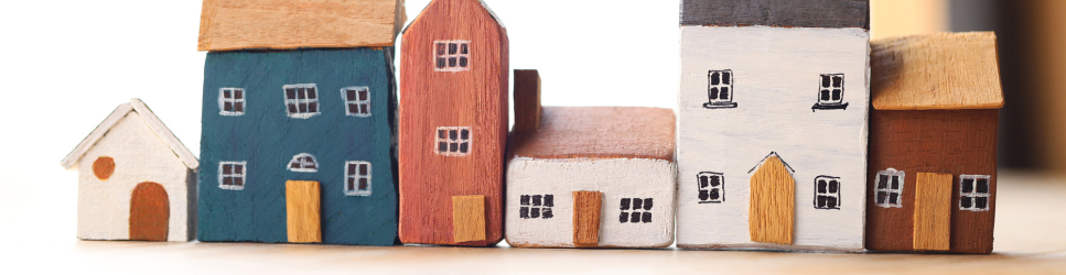 image of residential properties made from toy bricks.