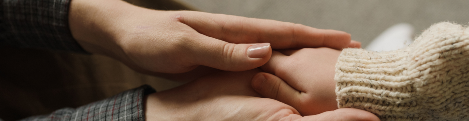 Image of parent holding a child's hand.