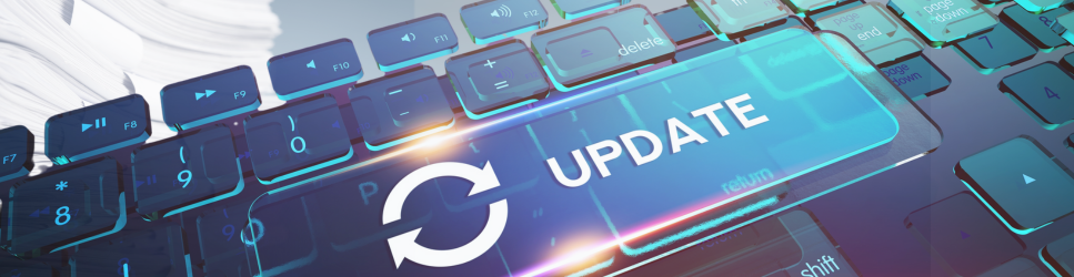 Image of a keyboard with an update button and stacks of paperwork for Reviewing a Nuptial Agreement header image.