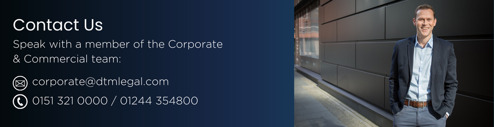 Image of Ed Barnes, Head of Corporate & Commercial with contact details for webpage header