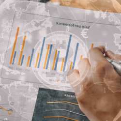 Bitcoin Symbol over image of a financial remedy meeting