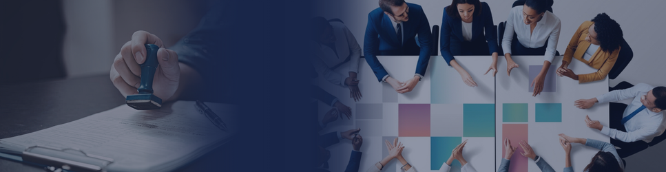 image of a GP stamping a fit note and a staff meeting