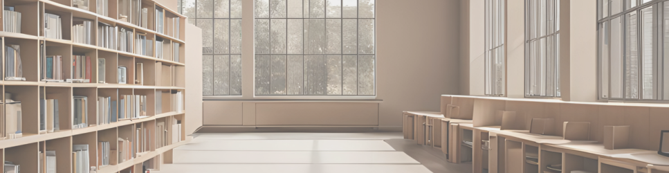 Image of a educational institute library with study booths.