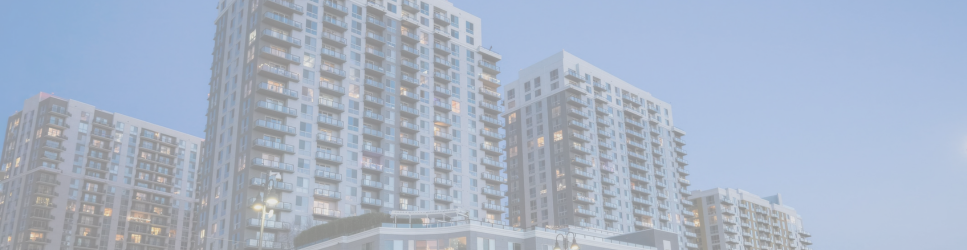 Modern apartment buildings against the skyline