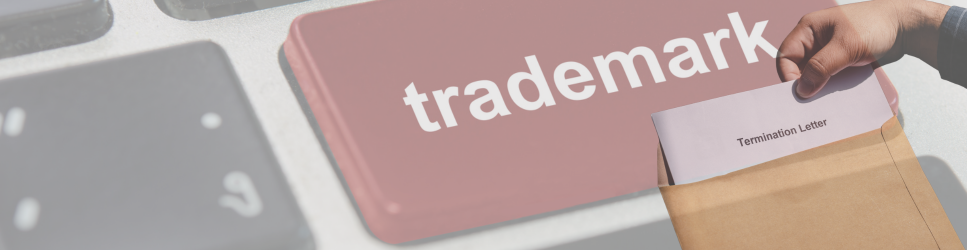 Image of a trademark button and termination letter.