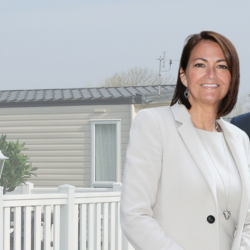 Pario Holiday Parks Acquisition - Ed Barnes, Anna Duffy, Isabel Rial and Alison Brennan profile photos with caravan park background image