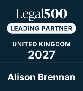 Legal 500 alison brennan leading partner corporate and commercial elsewhere in the north west 2027 logo