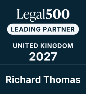 Legal 500 richard thomas leading partner commercial litigation elsewhere in the north west 2027 Logo