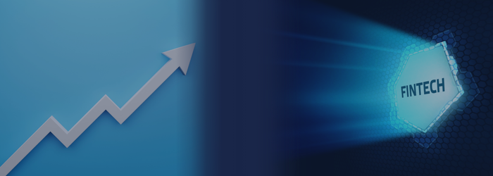 Image of a growth arrow heading towards a FinTech light source